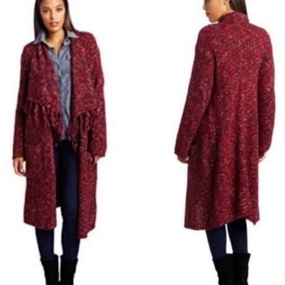 CLOSING 7/31 🍀LUCKY BRAND🍀FRINGE SWEATER COAT-CLOSET CLOSING SOON!!! - Picture 3 of 12